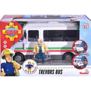 FIGURINE - PERSONNAGE Coffret Sam Le Pompier Le Bus Blanc De Trevor Avec Une Figurine Accessoires Set Vehicule 
