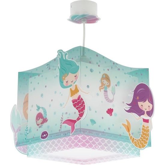 Lampe De Chevet Enfant Sirènes - Dalber - Turquoise - Ampoule E14 Non Incluse