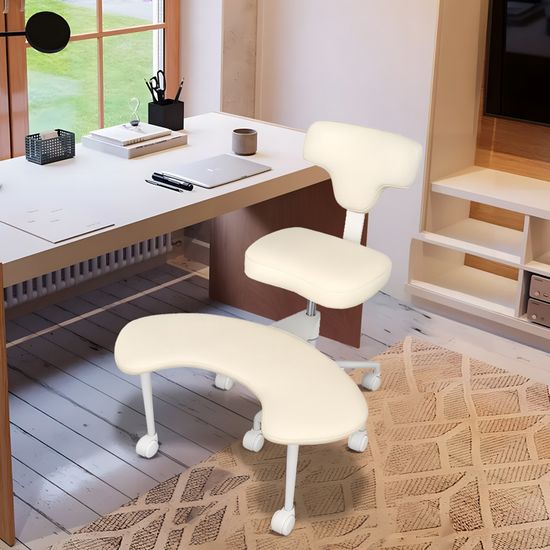 Bestier Chaise De Méditation Ergonomique Pivotante, Réglable En Cuir PU Avec Support Blanc Pour Chaise De Bureau Maison