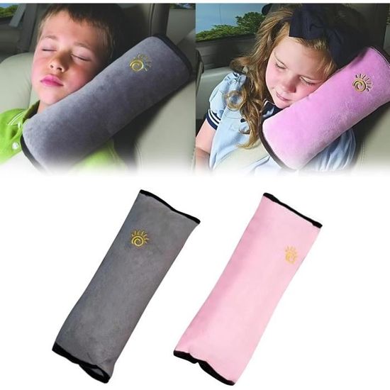 4 Pièces Protection Ceinture De Sécurité Respirante - Confort Enfant & Adulte Noir Rose
