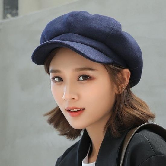 Béret En Laine Français - Style Vintage Pour Femme - Couleur Unie (Rouge) - Taille Unique