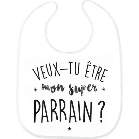 Bavoir bébé imprimé citation naissance Veux tu être mon super parrain ref0220