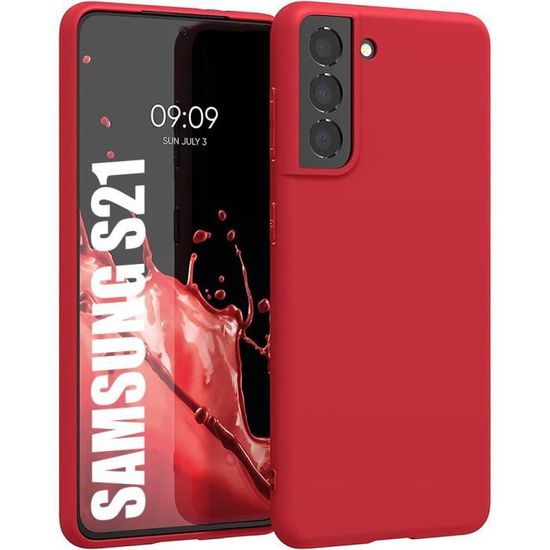 Coque pour Samsung S21 - Souple Silicone Haute Résistance Découpage Précis Rouge