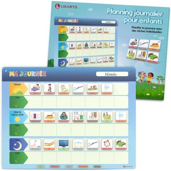 Tableau éducatif Du Soir Pour Enfants – Routine Du Coucher Avec Héros En Peluche – Bois – 19,7x29,5 Cm – Pour Rituel Calme