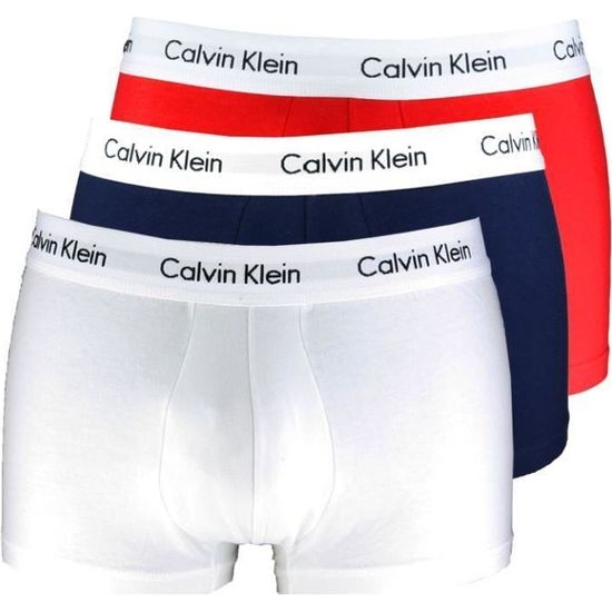 CALVIN KLEIN Pack de 3 Boxers Coton Stretch Rouge/Marine/Blanc Homme