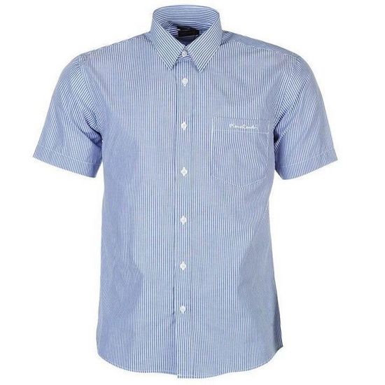 Chemise Pierre Cardin Manches Longues - Rayures Bleues Sur Fond Blanc, Taille L, 100% Coton - Occasion Très Bon état