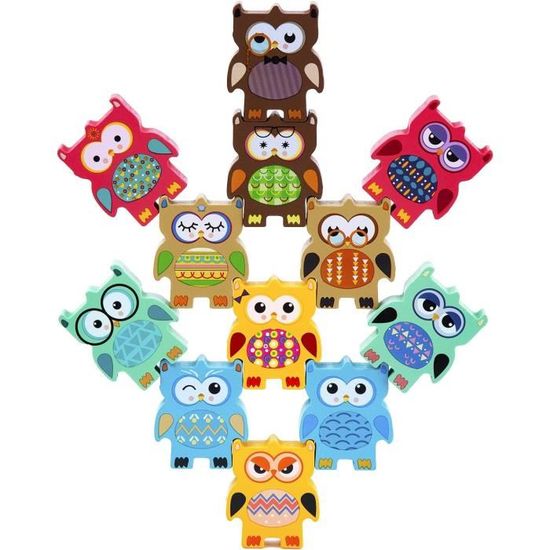 Ideen Mit Herz Décoration De Table En Bois | Motifs Hiboux | Décoration De Table | Avec Boîte En Bois | 63 Pièces | 9 Designs Différents, 7 Pièces De Chaque