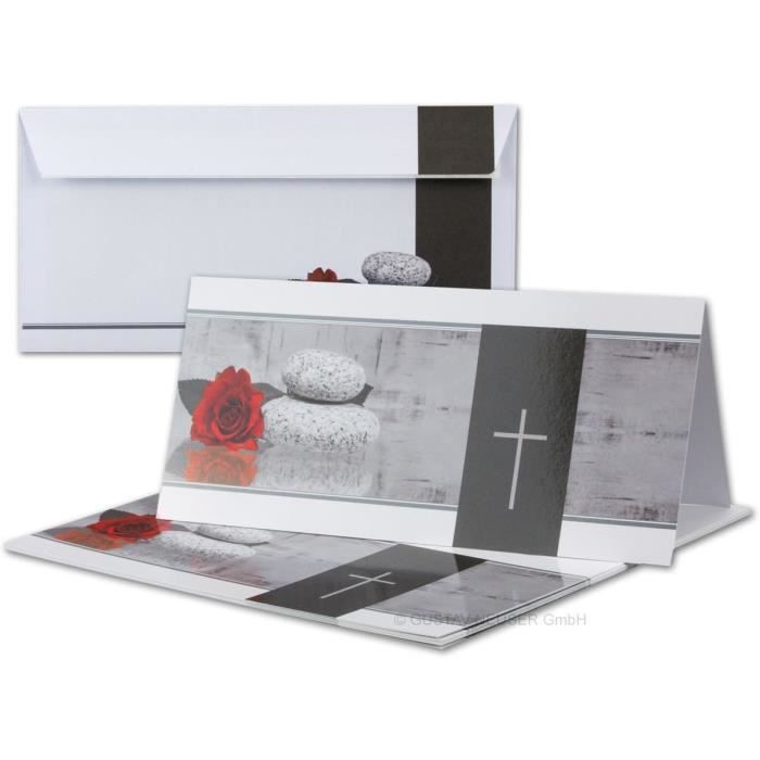 50 Cartes De Condoléances, Format A6 Enveloppes De Condoléances Au Format C6, Cadre Double Et Noir