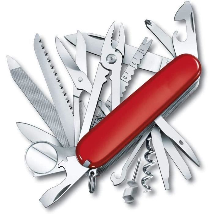 Couteau Suisse, Couteau Multifonction 33 en 1 , Léger, Multitool, 33 Fonctions, Lame, Ciseaux, Tire Bouchon，rouge