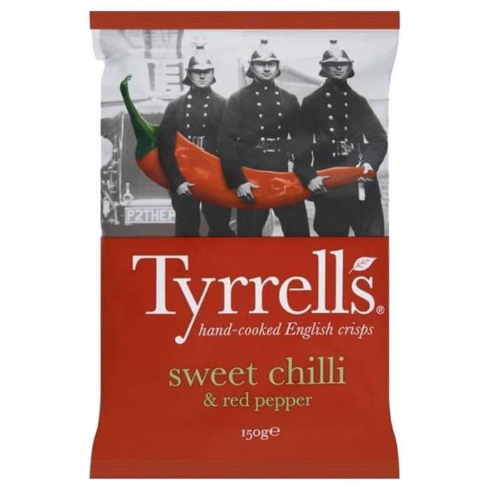 Tyrrell's Chips Piment Doux 150g (lot de 10 x 3 sachets)
