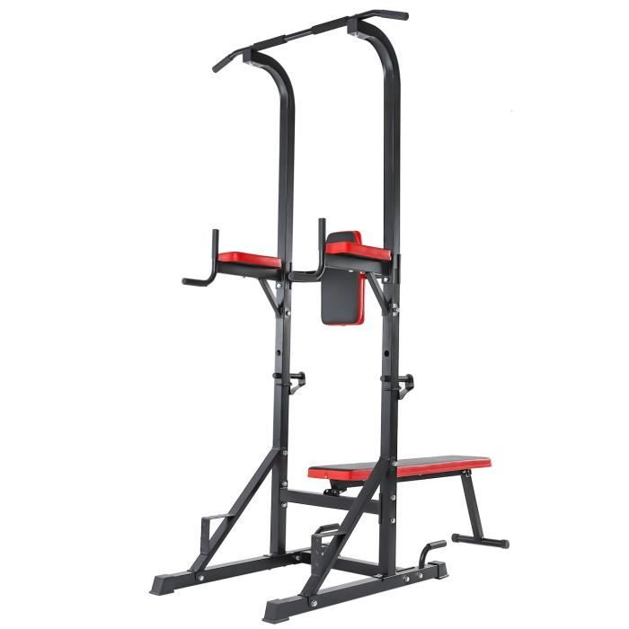 Chaise Romaine Power Tower Barre de traction Dips Station Multifonction pour entraînement à maison,avec Banc de Musculation Pliable