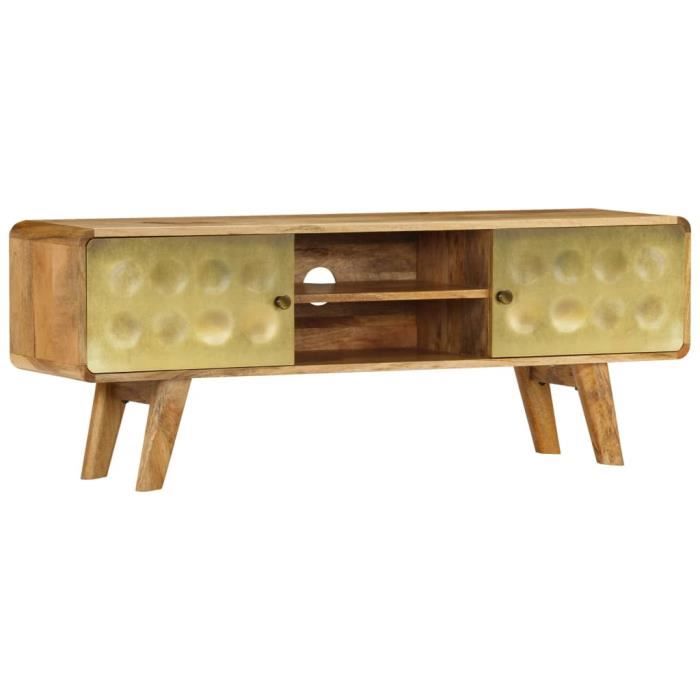 WORD Design Meuble TV Bois de manguier massif 120 x 30 x 45 cm®EYQUUK® MODERNE