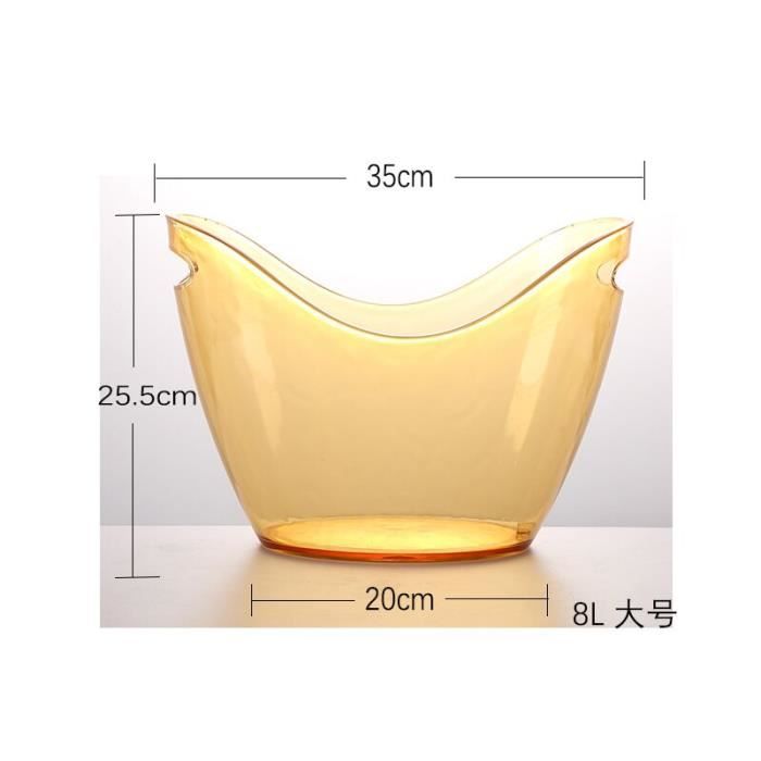 Verres à cocktails,Grand seau à glace Transparent Portable réfrigérateur bière Champagne vin seau glace Grain seau - Type yellow8L