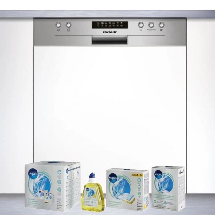 BRANDT Lave-vaisselle intégrable encastrable bandeau inox 44dB 14 couverts 60cm 6 Programmes 57 Blanc