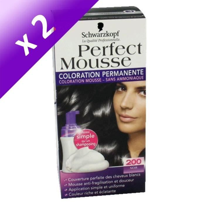 SCHWARZKOPF Coloration Permanente Perfect Mousse 200 - Noir (Lot de 2)