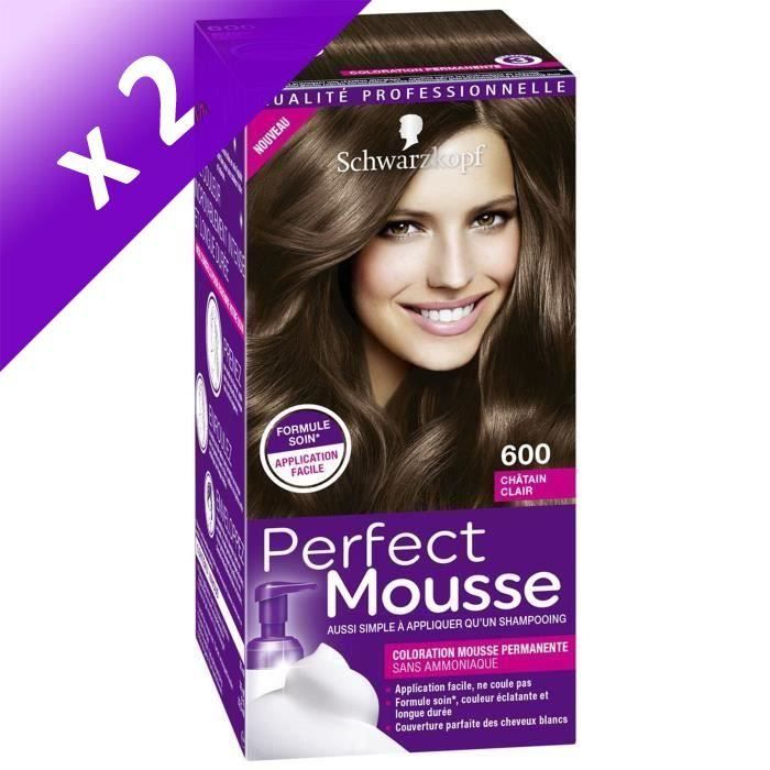 PERFECT MOUSSE Coloration Permanente - Châtain clair 600 (Lot de 2)