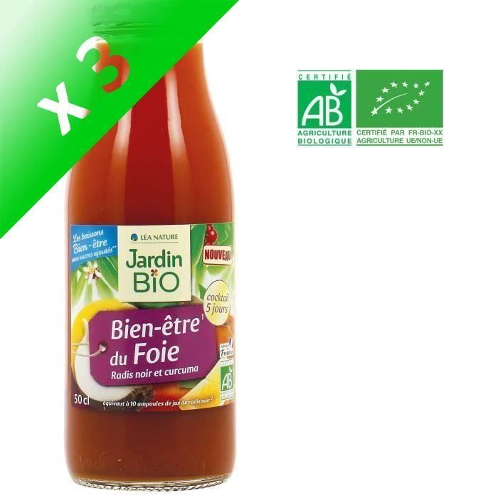 JARDIN BIO Boisson Bien-être du foie - Radis noir et curcuma Bio - (Lot de 3x 509 g)