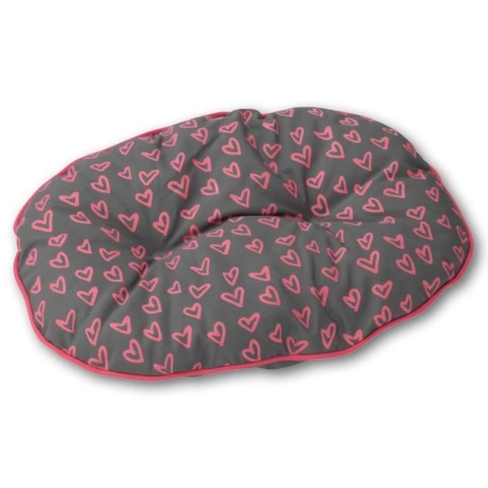 D&D Coussin Lovely Perla-Bed - 80 x 54 x 8,5cm - Gris / Rose