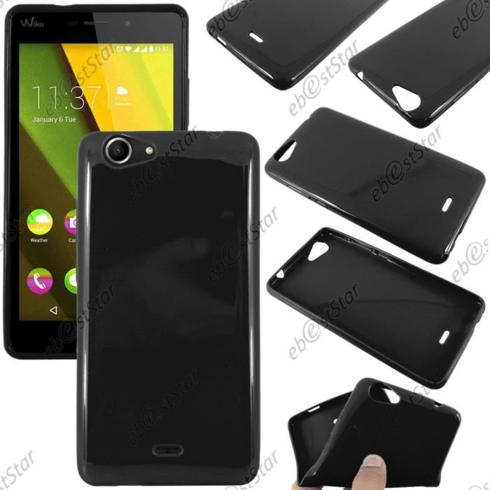 ebestStar@ Verre Trempé + Etui Housse TPU Gel Wiko PULP FAB 4G, Noir