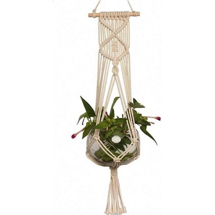 Fablcrew Suspension Plante Macramé Pot Suspendu Plante Porte Décoration du Jardin avec 4 Jambes