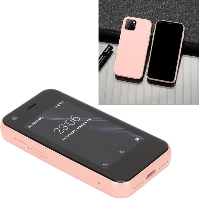 LIX-XS11 Mini téléphone portable 2,5 pouces WiFi GPS 1 Go 8 Go Quad Core pour téléphone intelligent Android pour étudiants (rose)