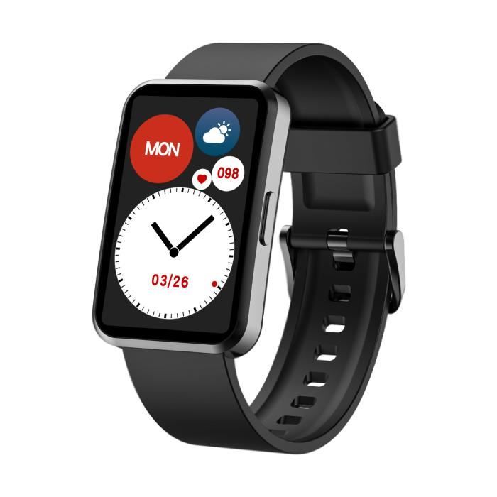 Montre Connectée Homme Femme Sport IOWODO Smartwatch de Fitness Cardiofrequencemètre Podomètre Fréquence Oxymètre iOS Android Noir