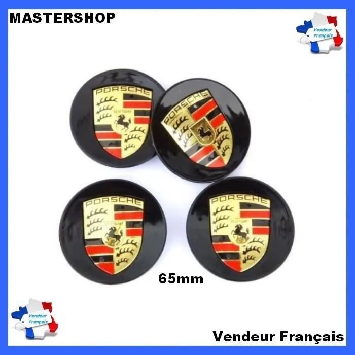 lot de 4 cache moyeu Porsche 65mm noir centre de roues Porsche 65mm - Mastershop - Vendeur FR
