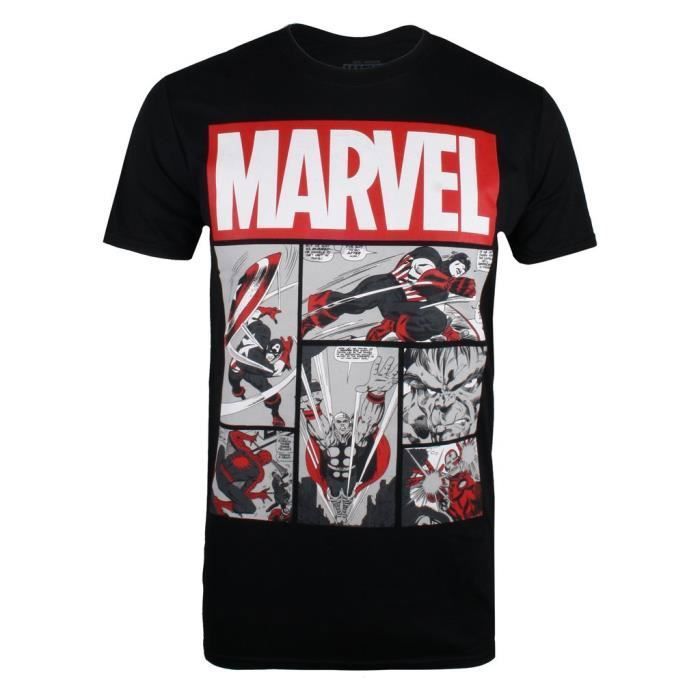 DC Comics T-Shirt à Manches Courtes Pour Homme - Motif Imprimé Héros Bande Déssinée - Noir