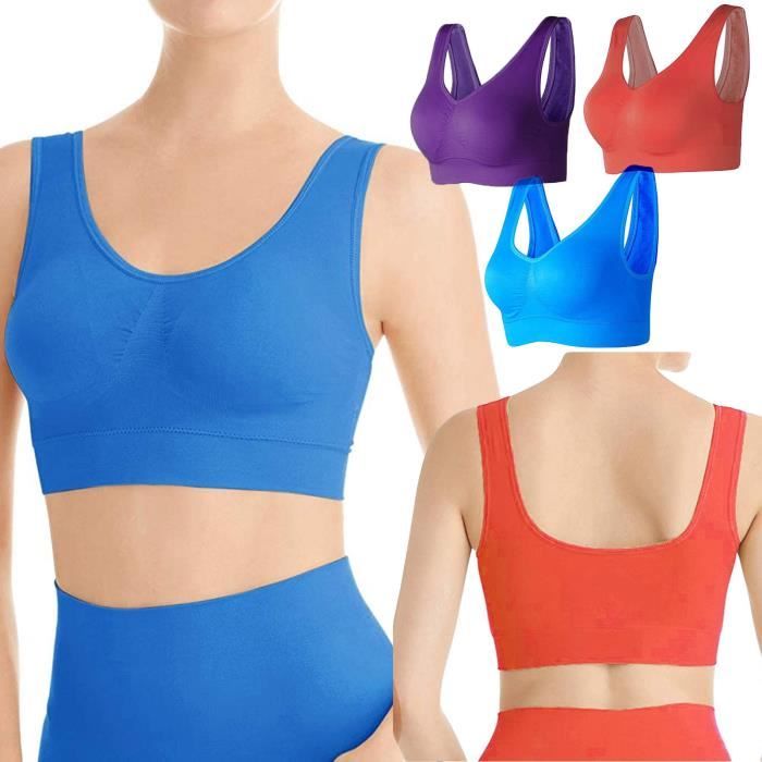 Sous-vêtements de sport Lot 3 soutiens-gorge sans couture Soutien-gorge yoga armature avec coussinets amovibles pour femme