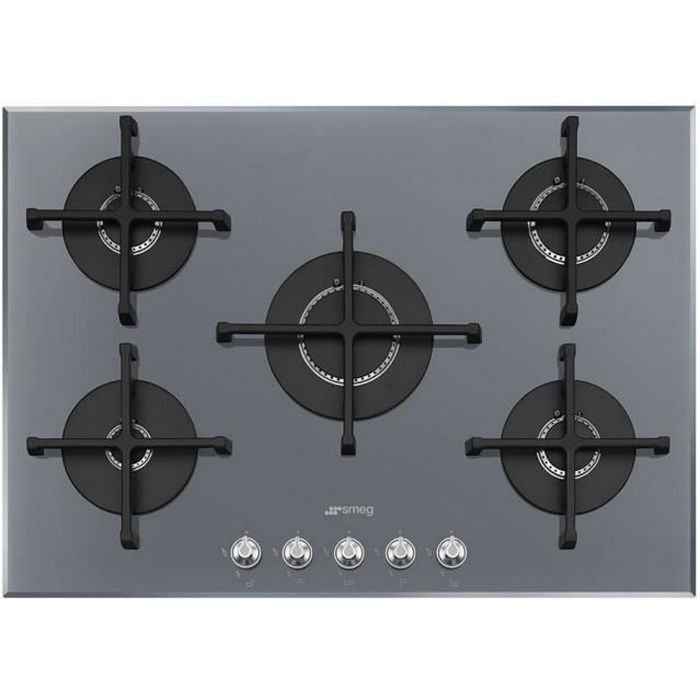 PV175S2 - Table de cuisson gaz 74cm 5 feux 10300w gris SMEG