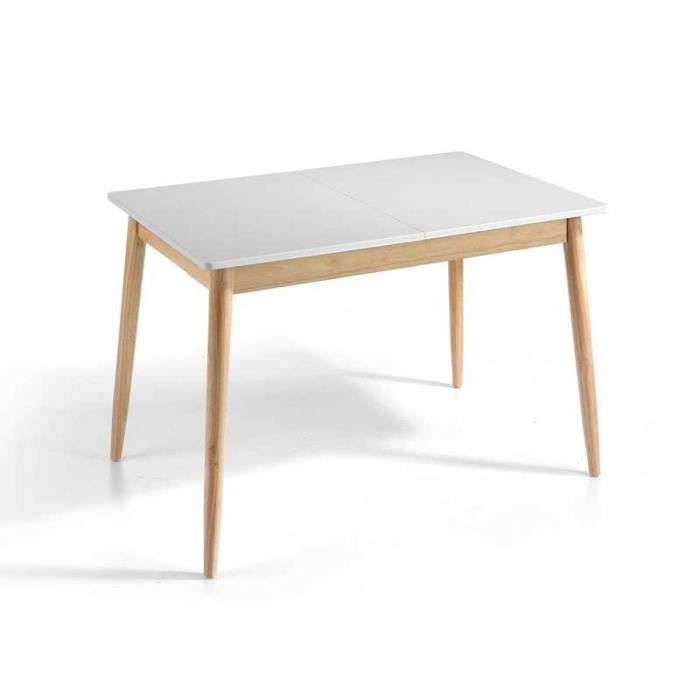 Table de repas à allonge Blanc/Chêne - KAIKOURA n°1 - L 120/160 x l 80 x H 76