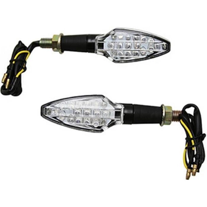 PHARES CLIGNOTANT MOTO A LEDS AVOC FUKA TRANSPARENT-NOIR Lg 95mm H30mm L30mm 15 LEDS (HOMOLOGUE ECE)