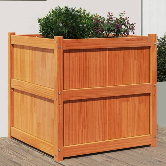 vidaXL Jardinière Lit Surélevé Bac à Fleurs Pot de Plantes Boîte à Fleurs Jardin Patio Terrasse Cire Marron Bois de Pin 837436