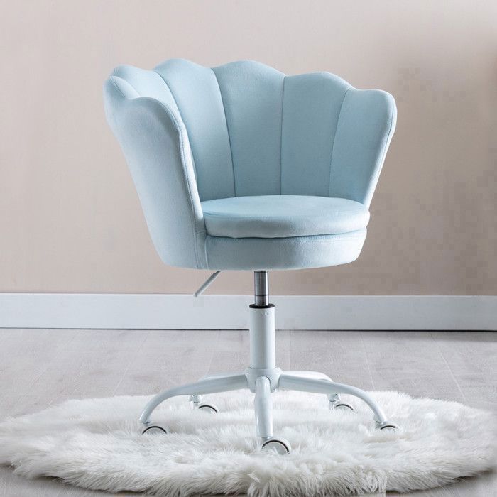 Wahson Chaise de Bureau Pivotant pour Enfant Fauteuil de Bureau pour Enfant Chaise Bureau pour Chambre Velours Bleu Clair