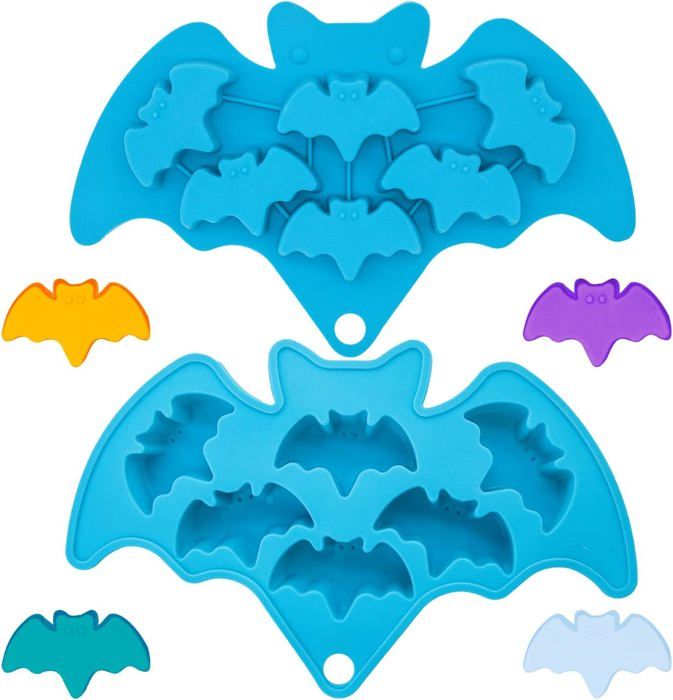 Lot De 2 Moules à Gâteau En Silicone Halloween ZYNERY - 24 Cavités (chauve-souris, Crâne, Citrouille) Avec Pinceau Et Spatule