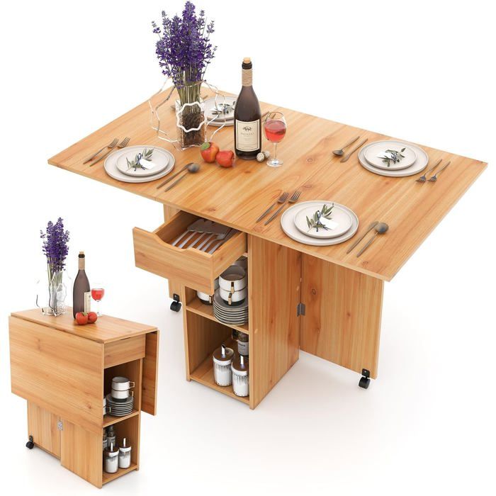 Table D'appoint Pliante Avec Roulettes - 50x32x57 Cm, Canage, Pour Canapé, Lit, Bureau