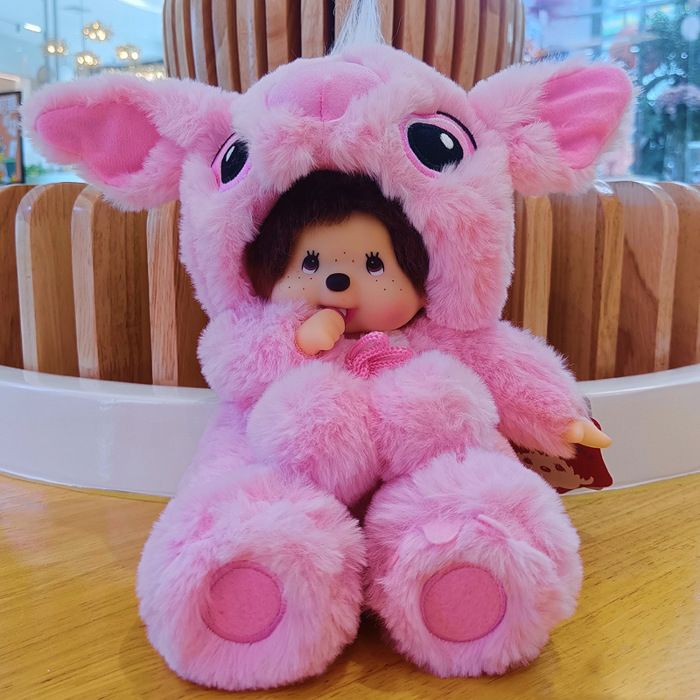 Peluche -YIBUJIAZU-Poupée en peluche rose Monchhichi Stitch 20 cm cadeaux danniversaire-jouets cadeaux adultes enfants