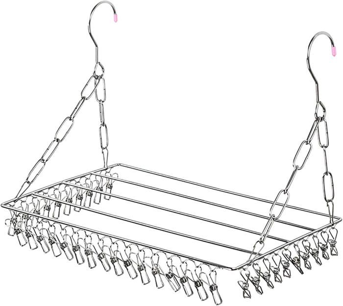 Chaussette Sèche-Chaussettes Étendoir à Linge à Suspendre avec 36 Pinces en Acier Inoxydable à lépreuve du Vent pour Chaussettes