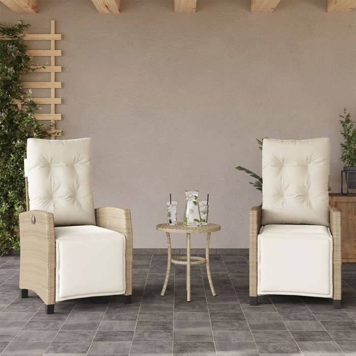 SALE 2025Chaises inclinables de jardin - lot de 2 - Fauteuils de Jardin avec repose-pied rotin - 57x66x93 cm23 Kg 5797