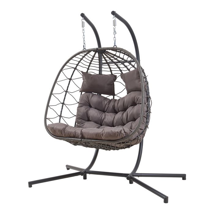 Fauteuil suspendu 2 places avec support Skense 198 x 156 x 98 cm gris