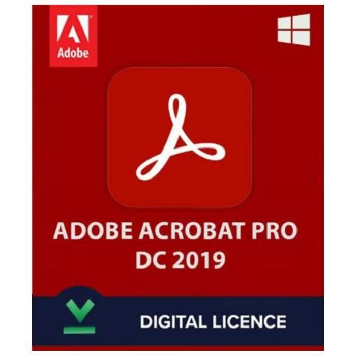 Adobe Acrobat Pro 2019. Version complète – Compatible Windows 64 bits. Produit en téléchargement avec Clé de Licence.