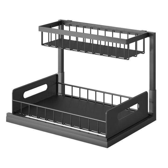 Organiseur Placard Relaxdays 2 Paniers Coulissants - 39,5x25x40,5 Cm, Blanc, Pour Cuisine/Salle De Bain