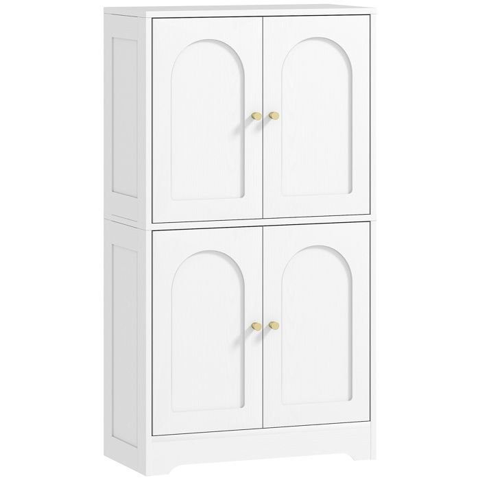 Buffet cuisine - HOMCOM - 4 portes cintrées et 2 étagères réglables - 60 x 30 x 110 cm - panneau de particules - blanc