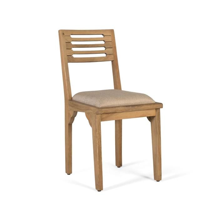 Chaises en manguier massif - Lot de 2 - Finition naturelle - Tissu beige - Dossier 43x38 cm - Assise 43x43 cm Chaises en manguier massif - Lot de 2 - Finition naturelle - Tissu beige - Dossier 43x38 cm - Assise 43x43 cm