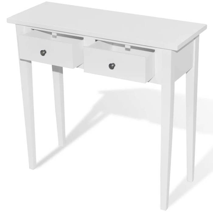 Table Haute salon Table de console - SOLOMON - et coiffeuse avec 2 tiroirs Blanc JUILLET2352164 Table Haute salon Table de console - SOLOMON - et coiffeuse avec 2 tiroirs Blanc JUILLET2352164