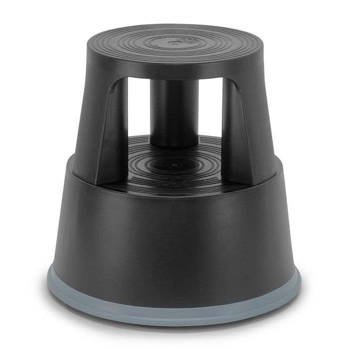 Tabouret marchepied plastique renforcé noir - roulettes auto‑bloquantes dès 5 kg antidérapant charge 150 kg