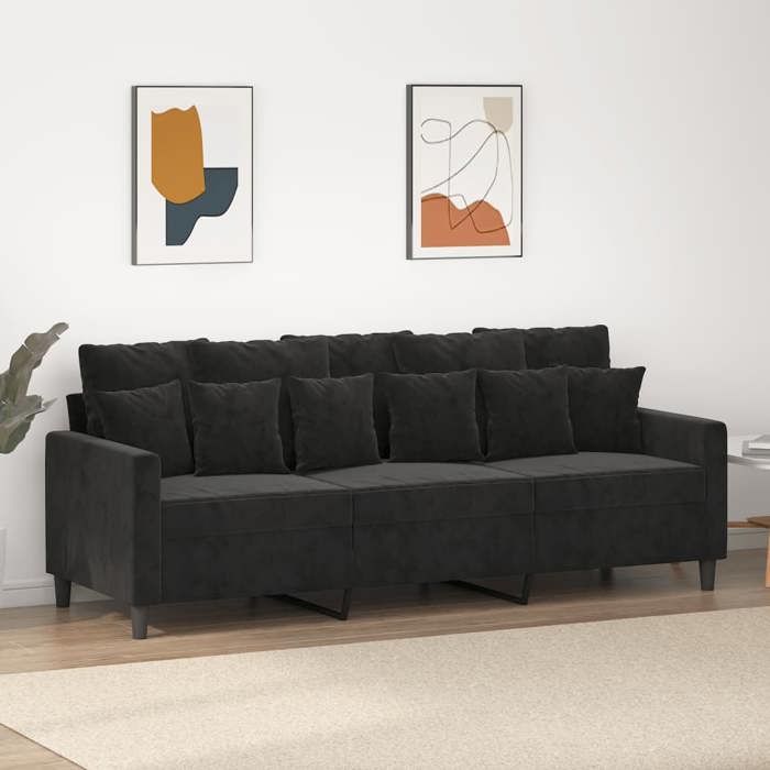 (Noir) Canapé LoungeSofa fixe à 3 places Noir 180 cm Velours 540012