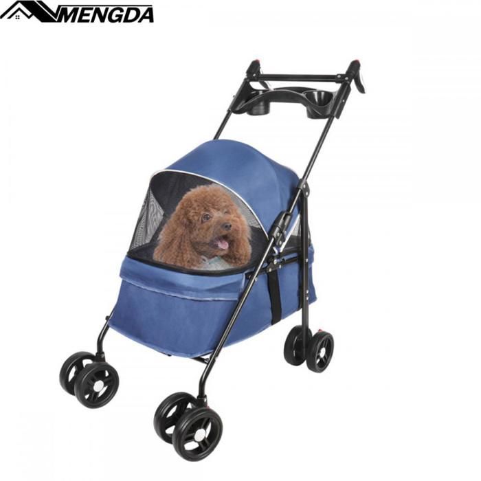 Comparer les prix de Animaux Voyage Poussette-MENGDA-Poussette pliable pour animaux de compagnie-Avce Porte-Conception en maille respirante-Bleu