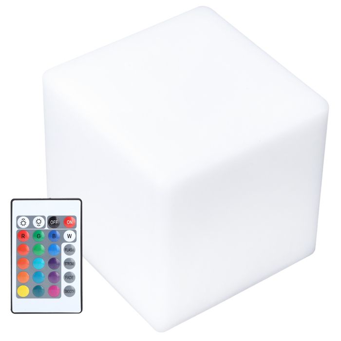 SHIPENOPHY Lampe Cube LED RGBW rechargeable 16 couleurs télécommande USB étanche IP60 10x10x10 cm