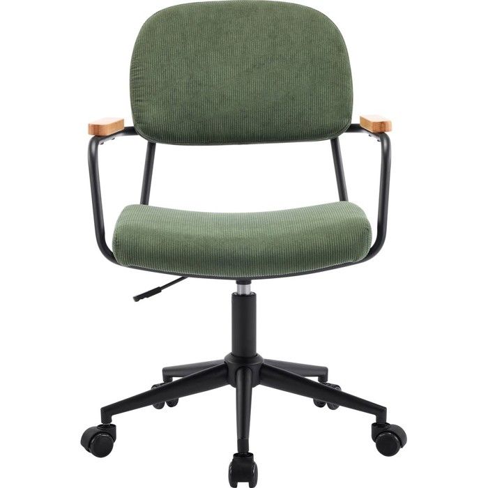 Fauteuil de bureau pivotant et réglable en hauteur en velours côtelé vert kaki - Gianni